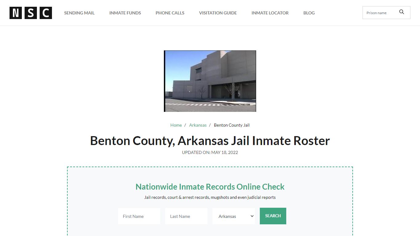 Benton County, Arkansas Jail Inmate List